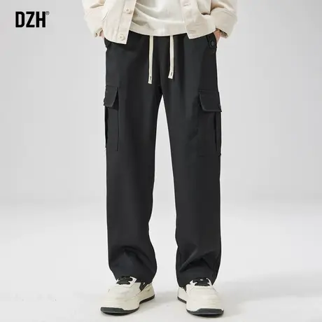 男士黑色工装裤子男春秋季宽松直筒休闲裤男款2023新款美式阔腿裤商品大图