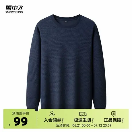 雪中飞2025夏新款男士短款卫衣圆领长袖时尚经典简约百搭纯色内外商品大图