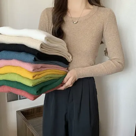 2023早春秋冬新款漂亮上衣内搭别致打底衫设计感女小众毛衣针织衫图片