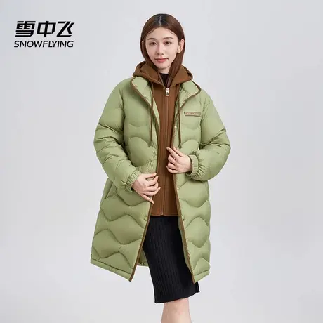 雪中飞羽绒服女中长款冬季潮流韩版立领设计感夹心保暖宽松商品大图
