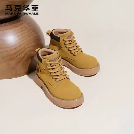 马克华菲早秋厚底马丁靴女款2025新款真皮大黄靴春秋单靴登山靴子商品大图