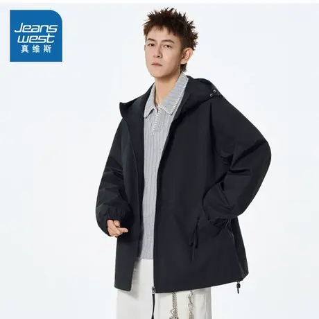 LE真维斯男女同款连帽夹克 2025秋季新品 时尚港风宽松情侣外套图片