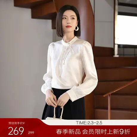 【2.3新品会员9折】衣香丽影新中式衬衫女士春装国风蝴蝶结上衣图片