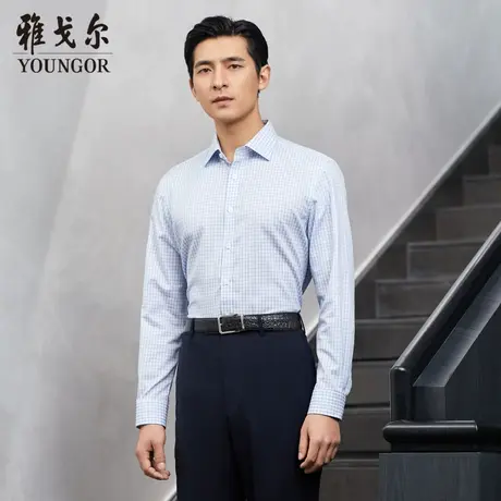 雅戈尔奥莱 商场同款男士长袖衬衫秋季新款官方商务休闲免烫衬衫商品大图