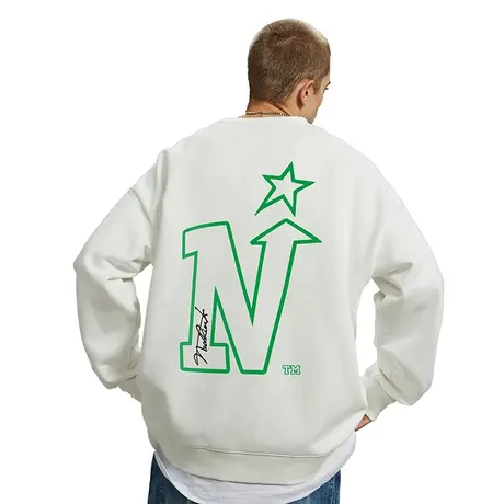 Nuthink美式高街字母圆领卫衣潮牌男潮潮流大码宽松秋冬男士上衣商品大图
