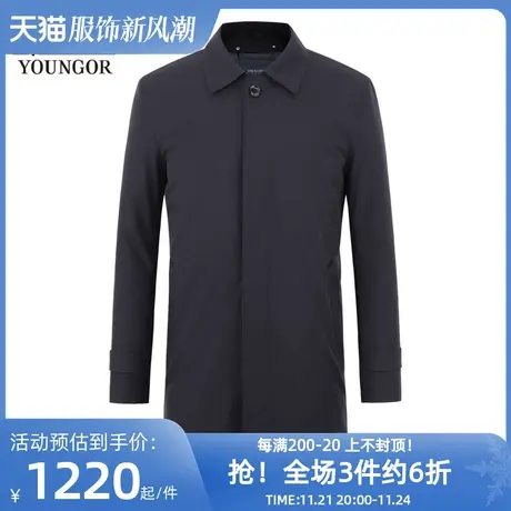 雅戈尔奥莱 男装单风衣长款秋季棉感外套商务出差风衣男装商品大图