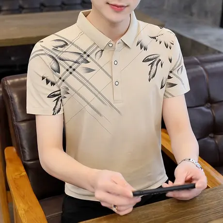 纯棉短袖T恤男士2021新款夏季POLO衫男有带领打底衫潮流上衣男装图片