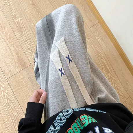 直筒宽松侧边条纹卫裤男春秋季新款美式潮牌高街运动百搭休闲长裤商品大图