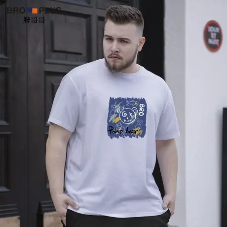 胖哥哥大码男装短袖t恤男加肥加大宽松胖子纯棉五分袖体恤夏季潮图片