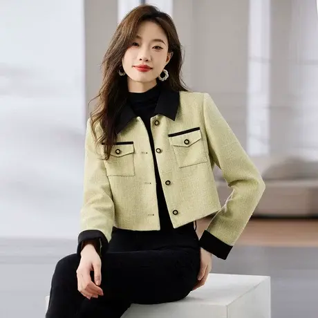 时尚气质外套2023年秋季新款女士温柔百搭短款淑女小香风长袖上衣图片