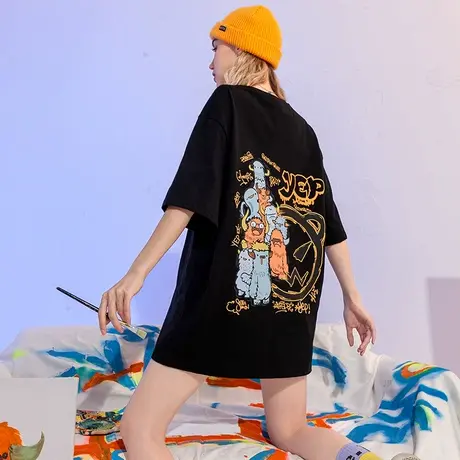 黑色t恤女夏季宽松潮牌短袖纯棉下衣失踪内搭打底衫体恤中袖上衣商品大图