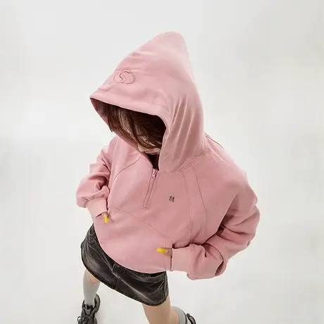 YEP复古短款可爱连帽卫衣女春秋2024新款美式潮牌宽松甜酷上衣商品大图