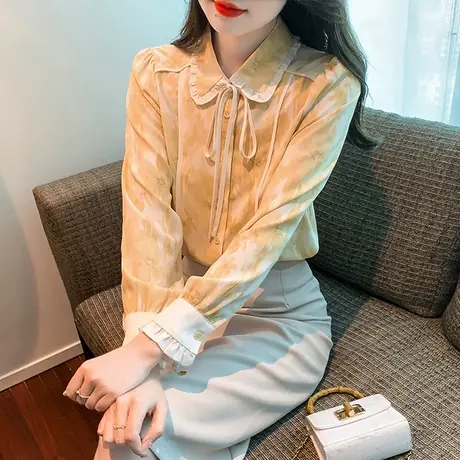 春季高级感雪纺衬衫女装春装2023年新款春秋长袖上衣时尚洋气衬衣图片