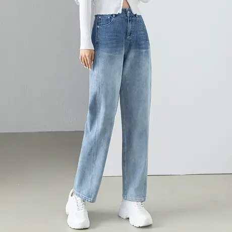 高腰窄版直筒牛仔裤女2023年新款春季老爹裤宽松阔腿裤女裤九分裤商品大图