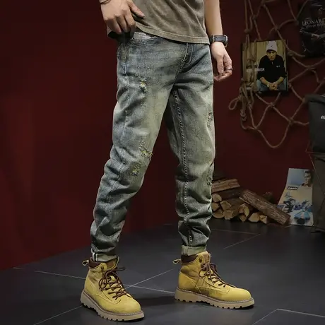 牛仔裤男直筒宽松百搭大码男士牛仔裤纯棉时尚潮流美式高街牛仔裤商品大图