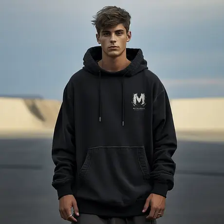 oversize港风连帽卫衣潮牌大码男装春秋季加绒嘻哈胖男生外套春秋商品大图