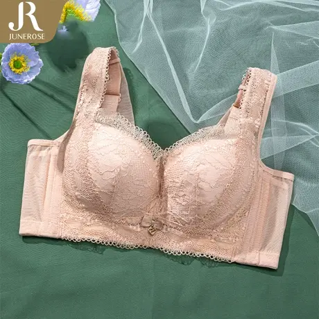 六月玫瑰内衣女薄款大胸显小大码防下垂收副乳全罩杯无钢圈文胸商品大图