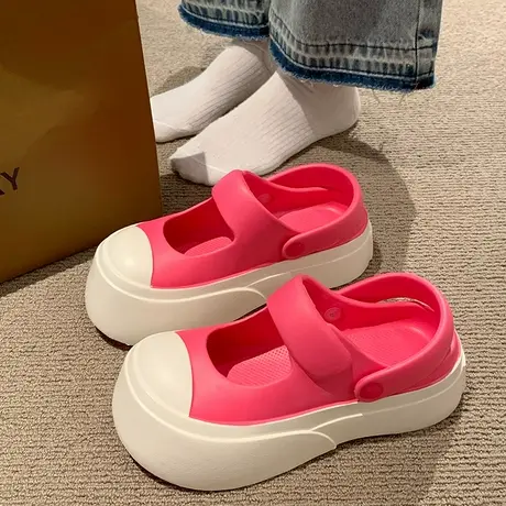 玛丽珍两穿凉拖鞋女夏季时尚外穿松糕厚底踩屎感防滑包头沙滩凉鞋商品大图