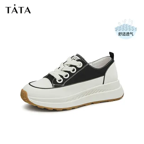 【直播秒杀】Tata他她潮流厚底运动板鞋女休闲百搭女鞋商品大图
