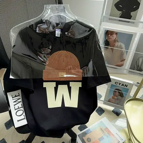 纯棉设计感小众短袖t恤女夏季宽松复古港味chic半袖大码上衣体恤商品大图