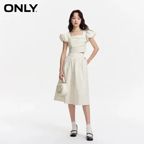 ONLY奥莱春季新款通勤套装泡泡袖伞裙中长款连衣裙女图片