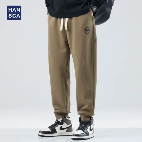 hansca秋冬休闲裤男2023新款潮牌束脚裤子宽松抽绳美式百搭运动裤商品大图