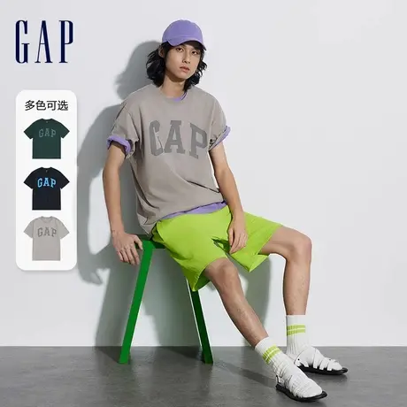 Gap男装春季新款撞色基础款圆领纯棉T恤图片