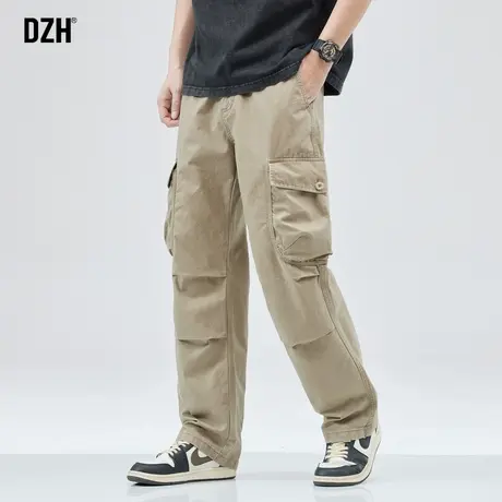 男生直筒工装裤男春秋款2024新款美式卡其色裤子男裤宽松休闲长裤商品大图