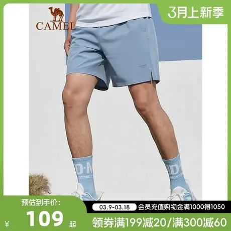 骆驼男装速干短裤男夏季2023新款休闲宽松直筒透气弹力运动五分裤商品大图
