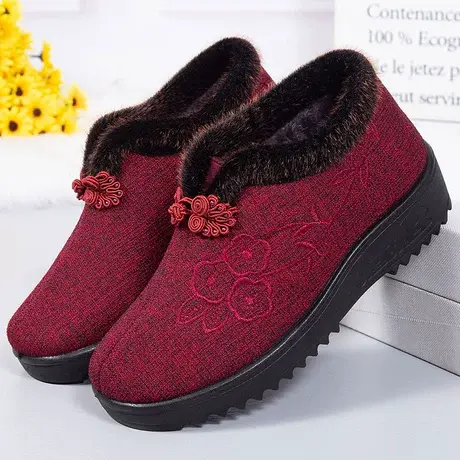 老北京棉鞋女冬加绒奶奶中老年人老人老太太棉靴奶奶鞋老式暖鞋子商品大图