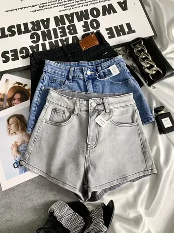 2023春夏新款牛仔短裤东大门显瘦百搭弹力高腰短裤包臀a字阔腿裤图片