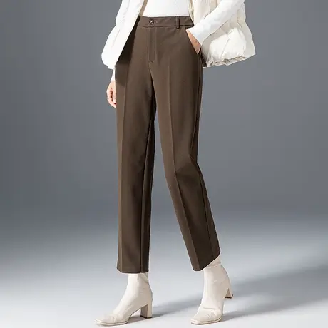 高腰西装裤女秋冬毛呢裤子2023新款妈妈萝卜裤烟管裤九分裤哈伦裤商品大图