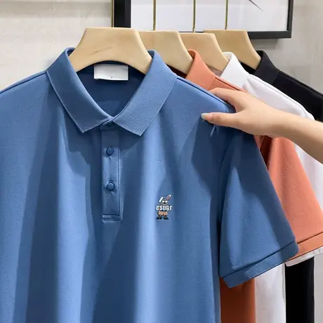 趣味小刺绣POLO衫潮流休闲时尚上衣夏天透气潮流男生短袖T恤保罗商品大图