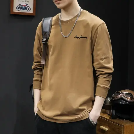 长袖t恤男2023新款秋季潮牌宽松大码美式复古内搭男士打底衫春秋图片