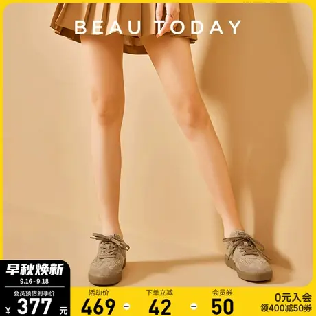 BeauToday加绒德训鞋女BT新款美式复古厚底运动休闲鞋厚底阿甘鞋商品大图