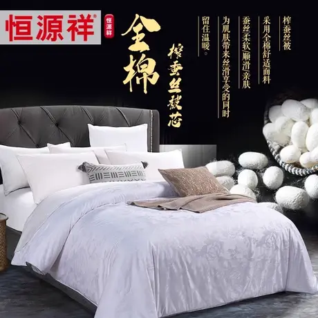 恒源祥蚕丝被秋冬被单人100真蚕丝春秋被双人全棉结婚手工蚕丝被图片