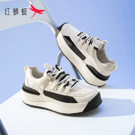红蜻蜓阿甘鞋女2023新款百搭显脚小老爹鞋休闲板鞋厚底小白鞋商品大图