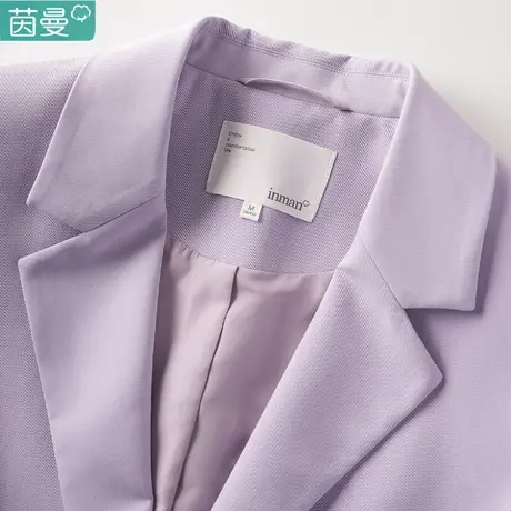 茵曼旗舰店2023春女装新款利落轻薄肩垫双侧专辑线设计西装外套图片