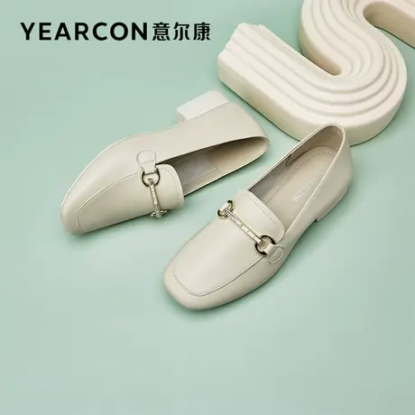 意尔康女鞋官方旗舰店乐福鞋女一脚蹬时尚英伦方头百搭断码商品大图