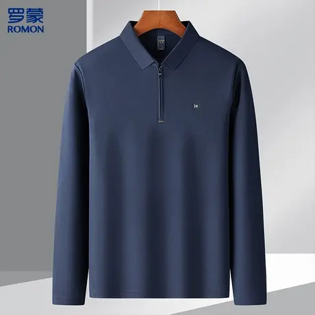 罗蒙精美刺绣polo衫男长袖休闲百搭男士polo衫长袖商品大图