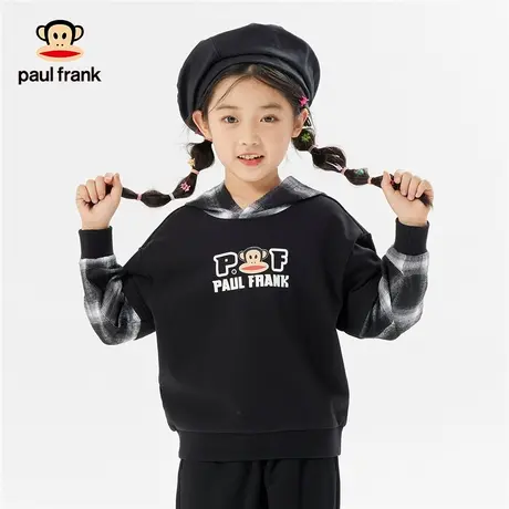 大嘴猴童装儿童春秋连帽卫衣男女童2023新款假两件中大童帽衫上衣商品大图