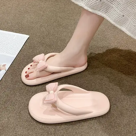 蝴蝶结人字拖女夏季外穿2025新款厚底防滑可爱夹脚海边沙滩凉拖鞋商品大图