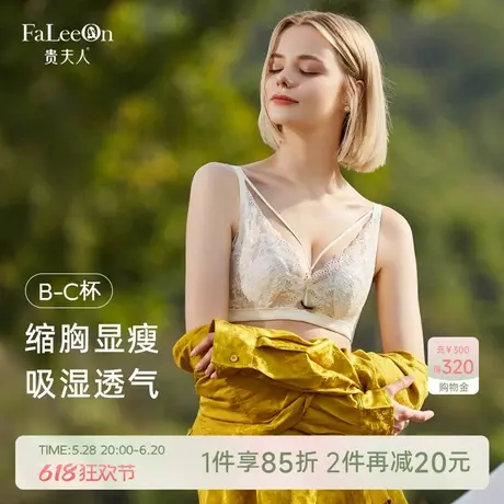 【轻语】贵夫人超薄蕾丝性感内衣胸大显小提托防下垂聚拢大码文胸商品大图
