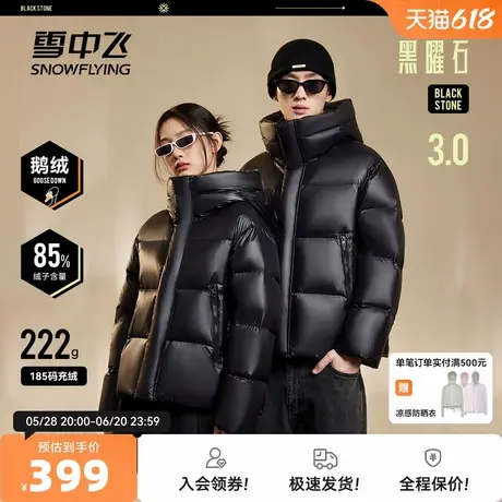 雪中飞25黑曜石3.0春新款男女情侣短款鹅绒羽绒服连帽加厚重磅酷商品大图