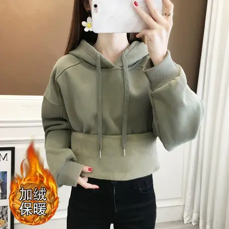 连帽卫衣女2023年新款秋冬一体绒加厚女士上衣宽松慵懒风洋气外套商品大图