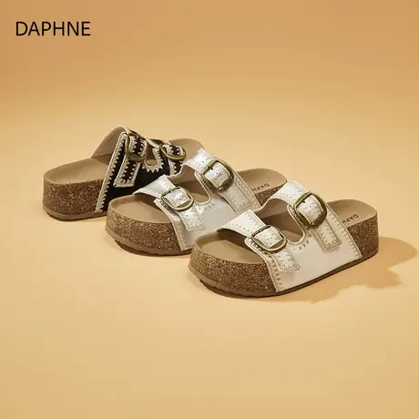 Daphne/达芙妮2025新款地中海风时尚厚底凉拖鞋女士外穿一字拖鞋图片