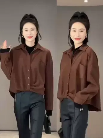 法式拼接长袖衬衫女假两件2023秋季新款减龄洋气百搭今年流行上衣商品大图