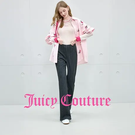 Juicy Couture橘滋休闲裤女2025年秋季新款条纹气质微喇显瘦长裤商品大图