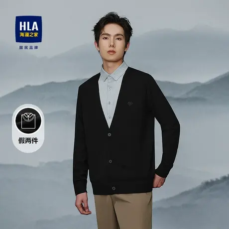 HLA/海澜之家亦心即为系列假两件双领针织衫25秋新双色柔软毛衣男图片