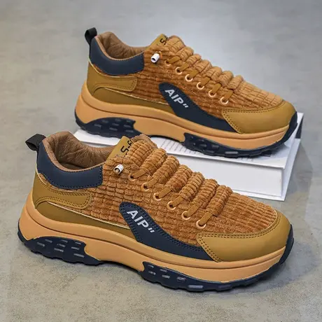 男鞋秋冬季2023新款劳保工作上班百搭休闲一脚蹬运动防滑老爹潮鞋商品大图